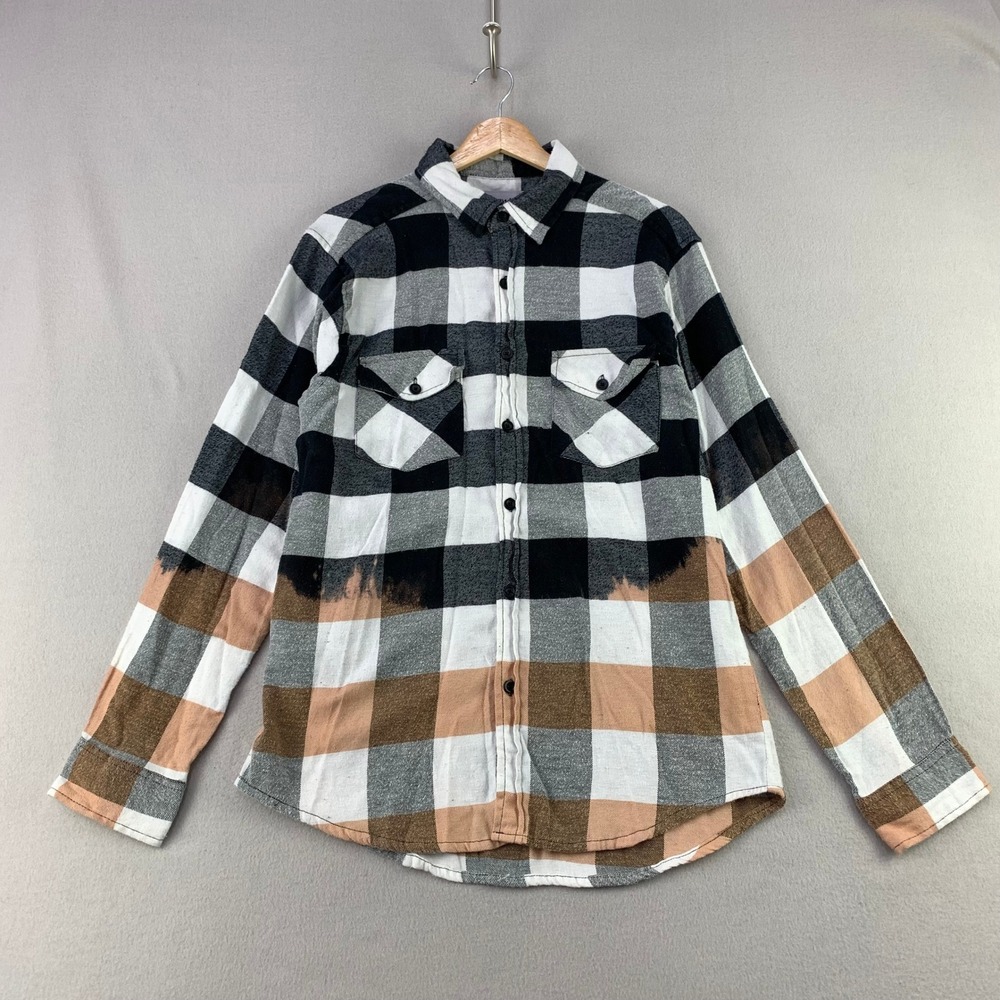 Hawk's Bay Flannel Shirt Mens L Black Brown Plaid Long Sleeve Button Down